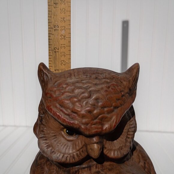 Vintage Great Horned Owl Ceramic Statue Figurine Hand Painted Byron Mold MCM 70s - Picture 10 of 12
